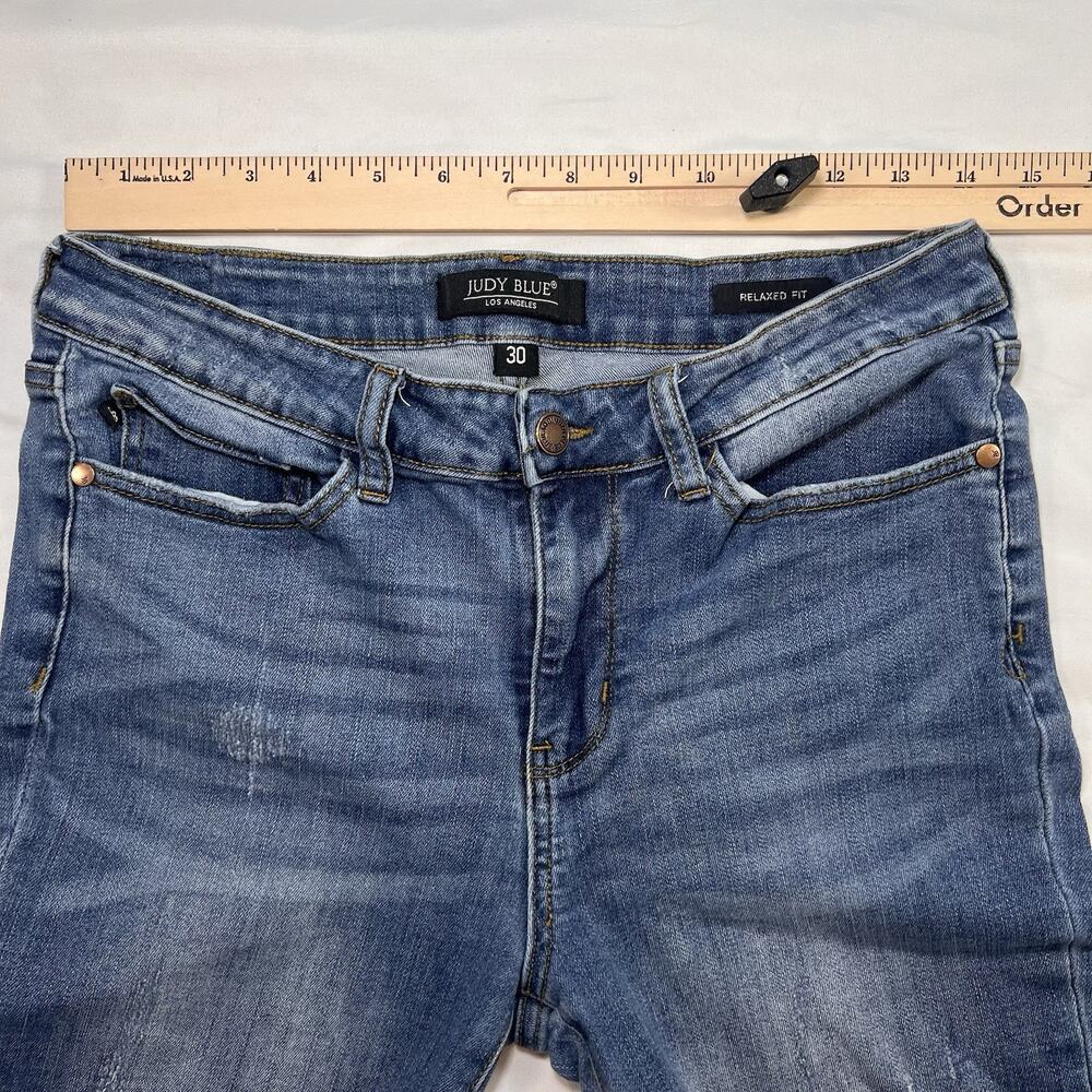 Judy Blue Jeans Women’s Size 30 Denim Relaxed Fit Distressed Stretch JB8271 DK - Picture 6 of 12